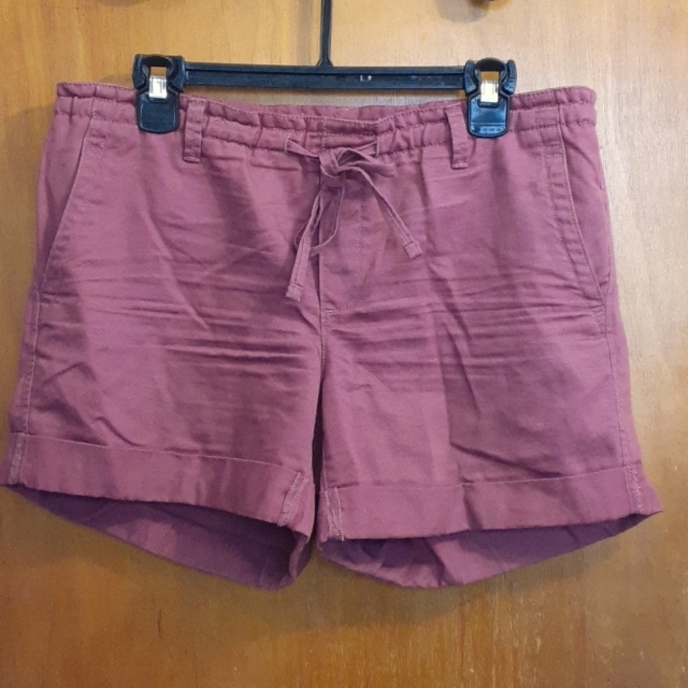 Loft Women's Coral Burgundy Drawstring 4 Pockets Short Size 6